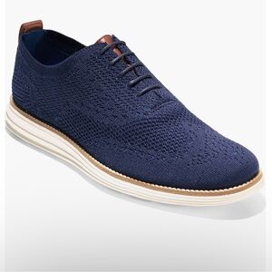 Men's Navy Knit Lace-Up Casual Oxford